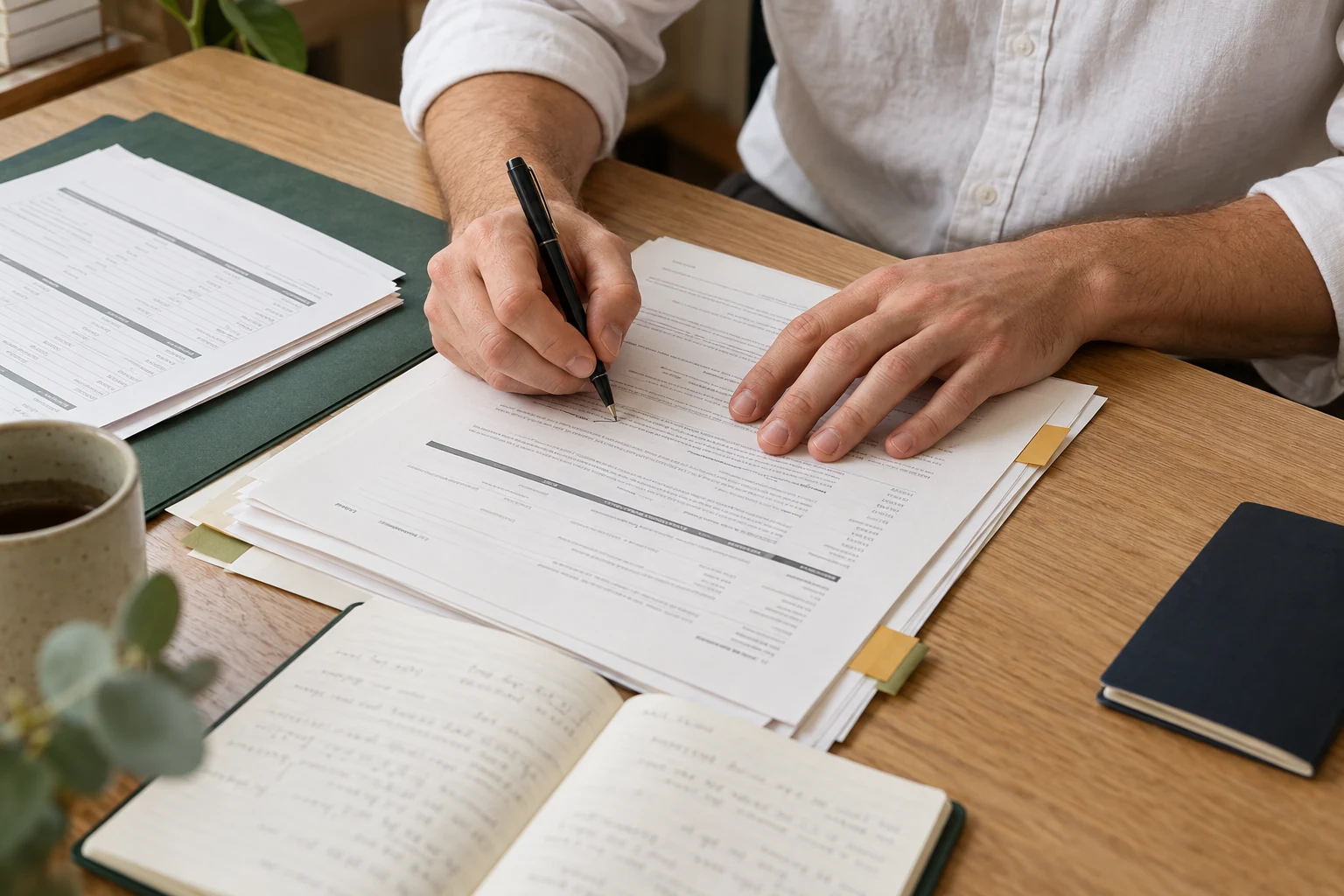 Illustrative close-up of a migration case being reviewed and annotated